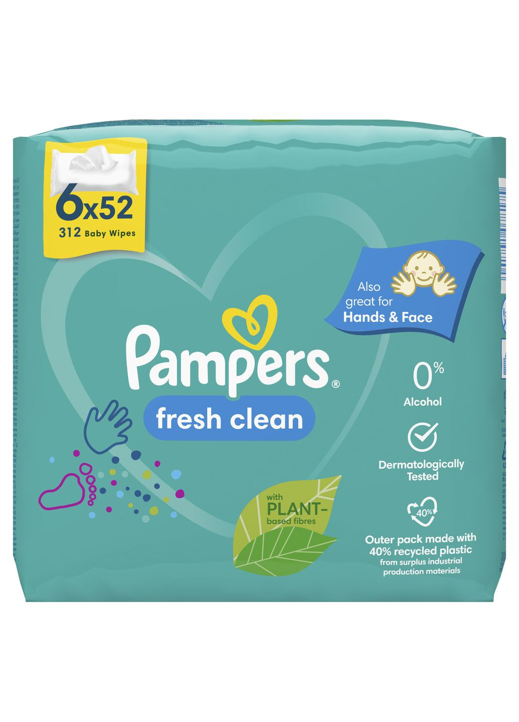 Детские влажные салфетки Fresh Clean, 312 шт. (6 уп. по 52 шт.) Pampers (332943826)