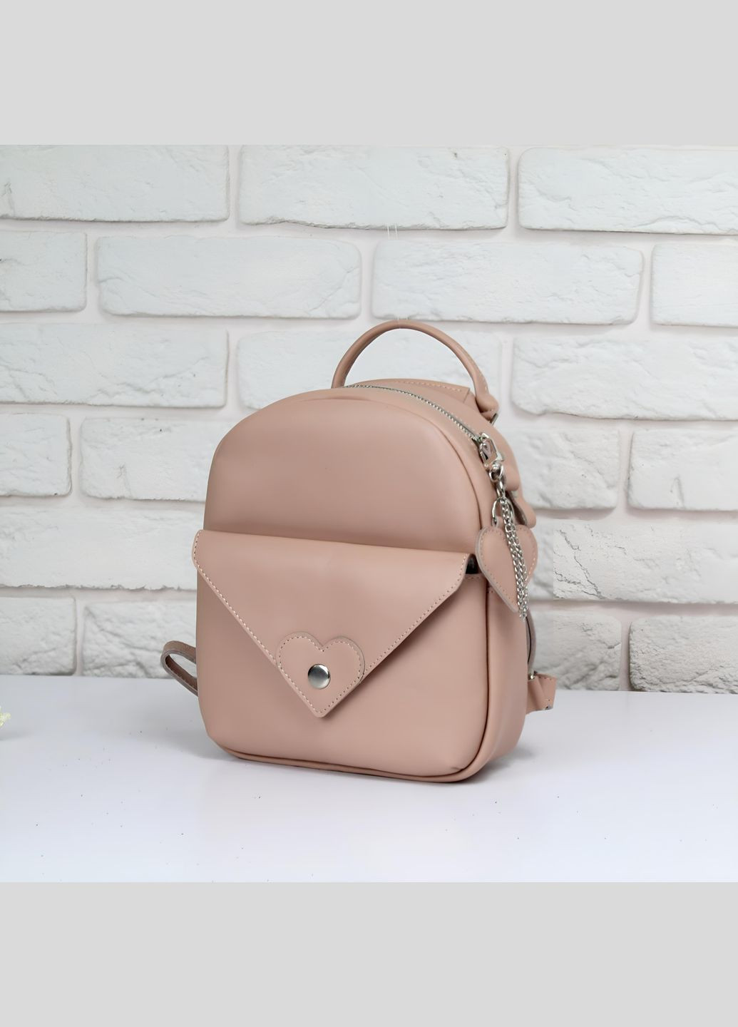 Городской рюкзак трансформер кожаный с брелоком Бежевый No Brand (297863327)