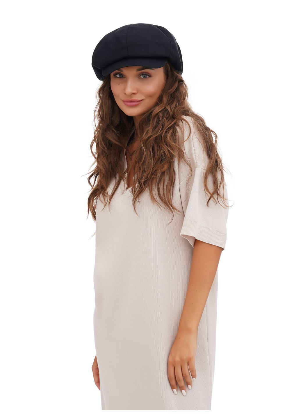 Жіноча котонова кепка-восьмиклинка чорного кольору VECONS Восьмиклинка — додає об'єму та стильності (304273714)