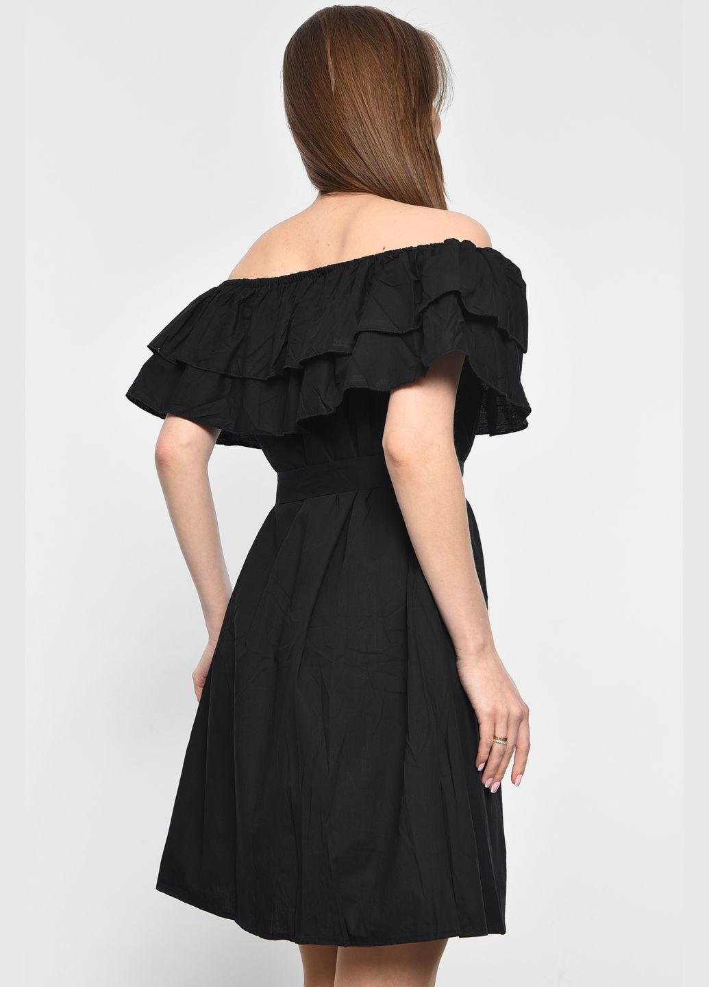 Летний женский сарафан женский черного цвета Let's Shop с рисунком