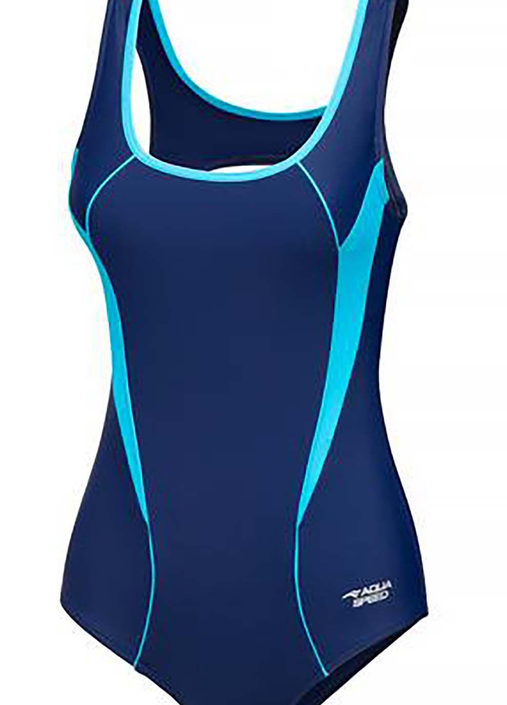 Комбинированный демисезонный женский купальник kate темно-синий, бирюзовый Aqua Speed