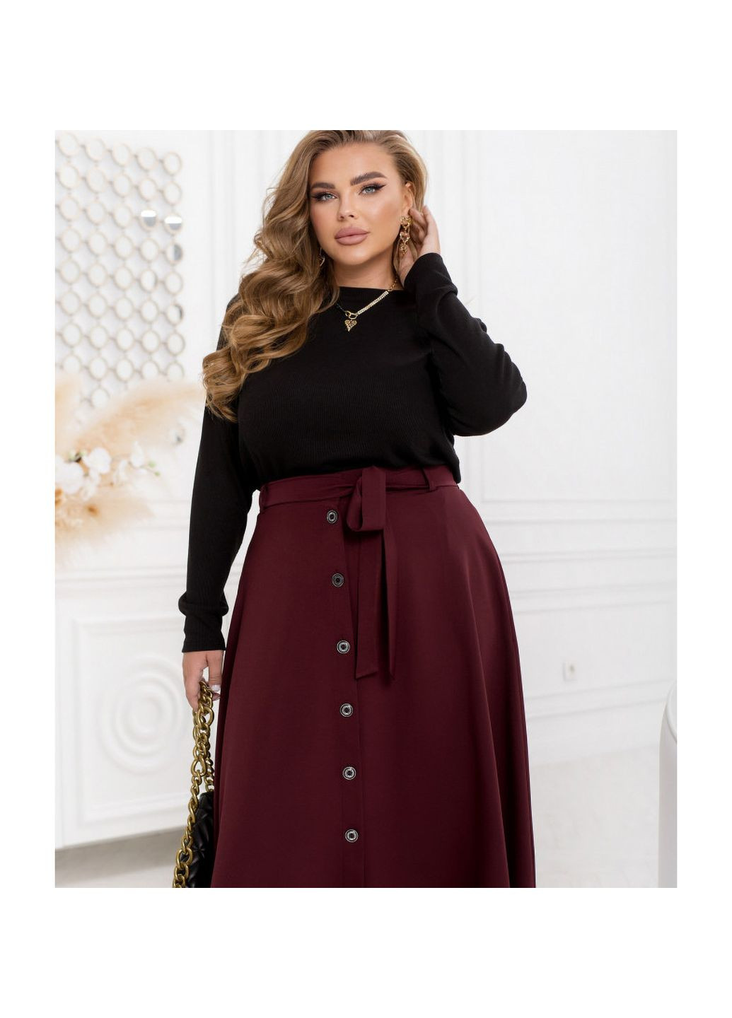 Бордовая повседневная юбка Liton