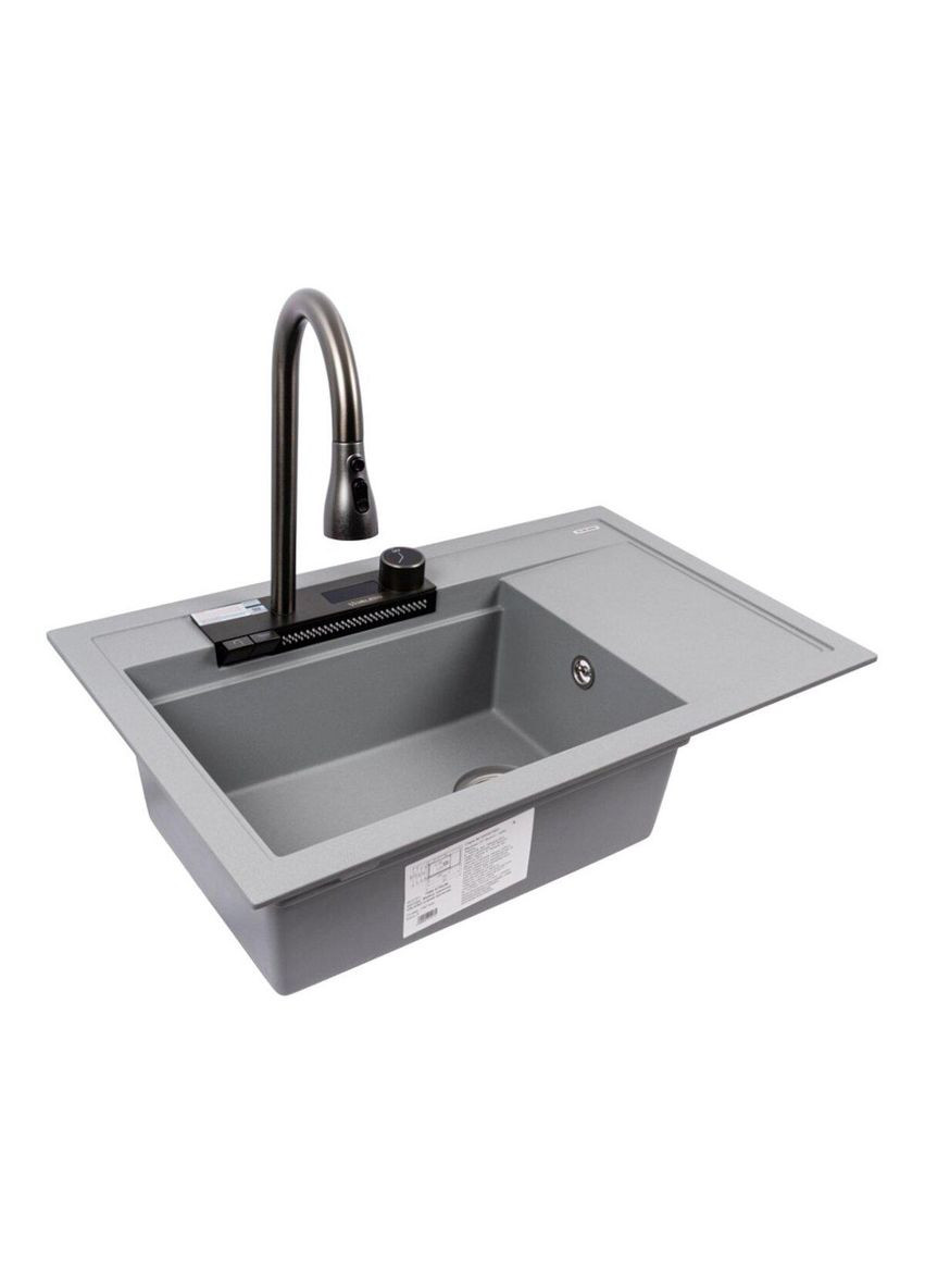 Гранитная мойка для кухни ATRUM 7950 матовая Серый металлик Valeso (365877824)