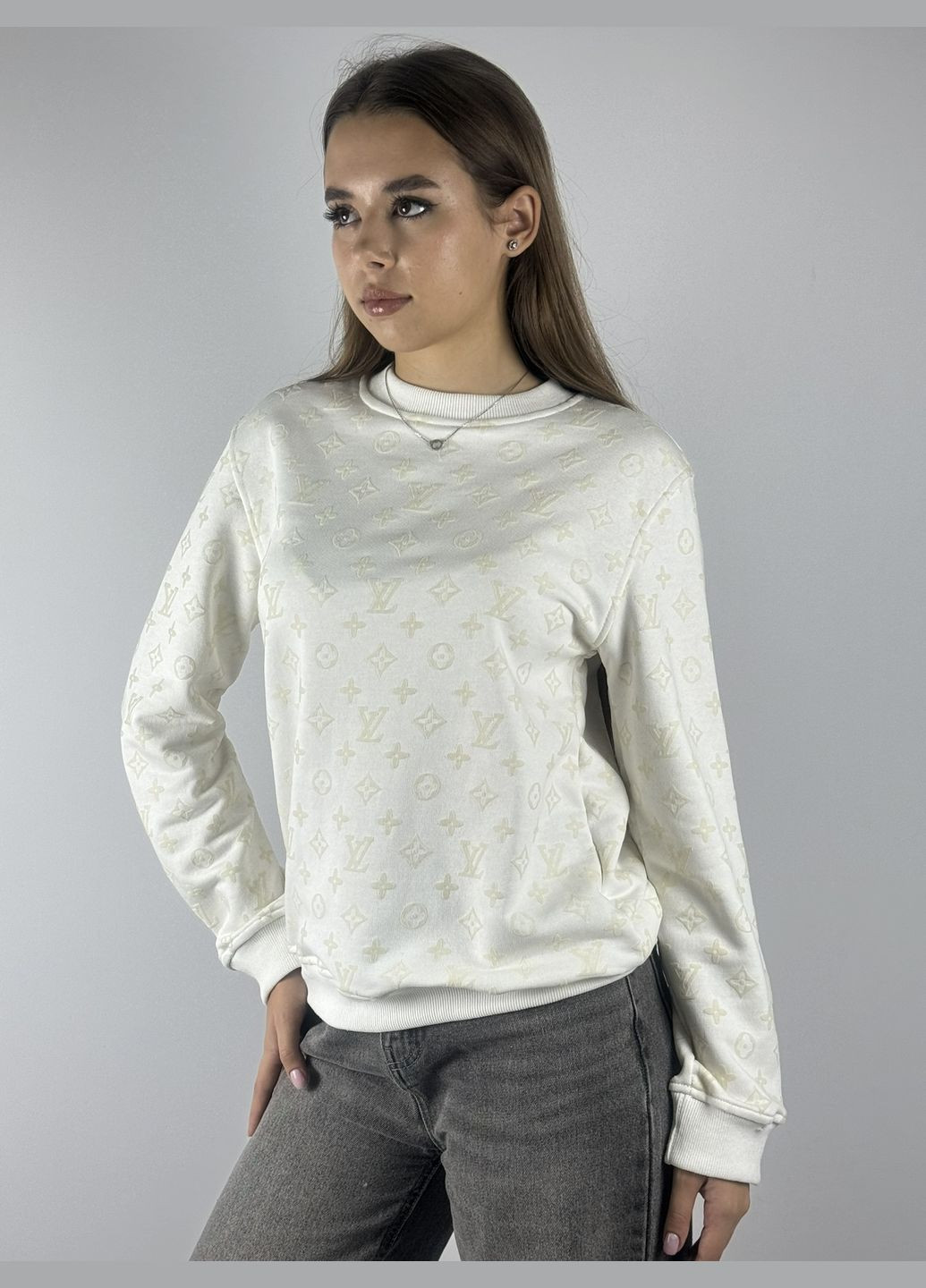 Білий світшот білого кольору, жіночий, трикотажний Kor@Kor (307164857)