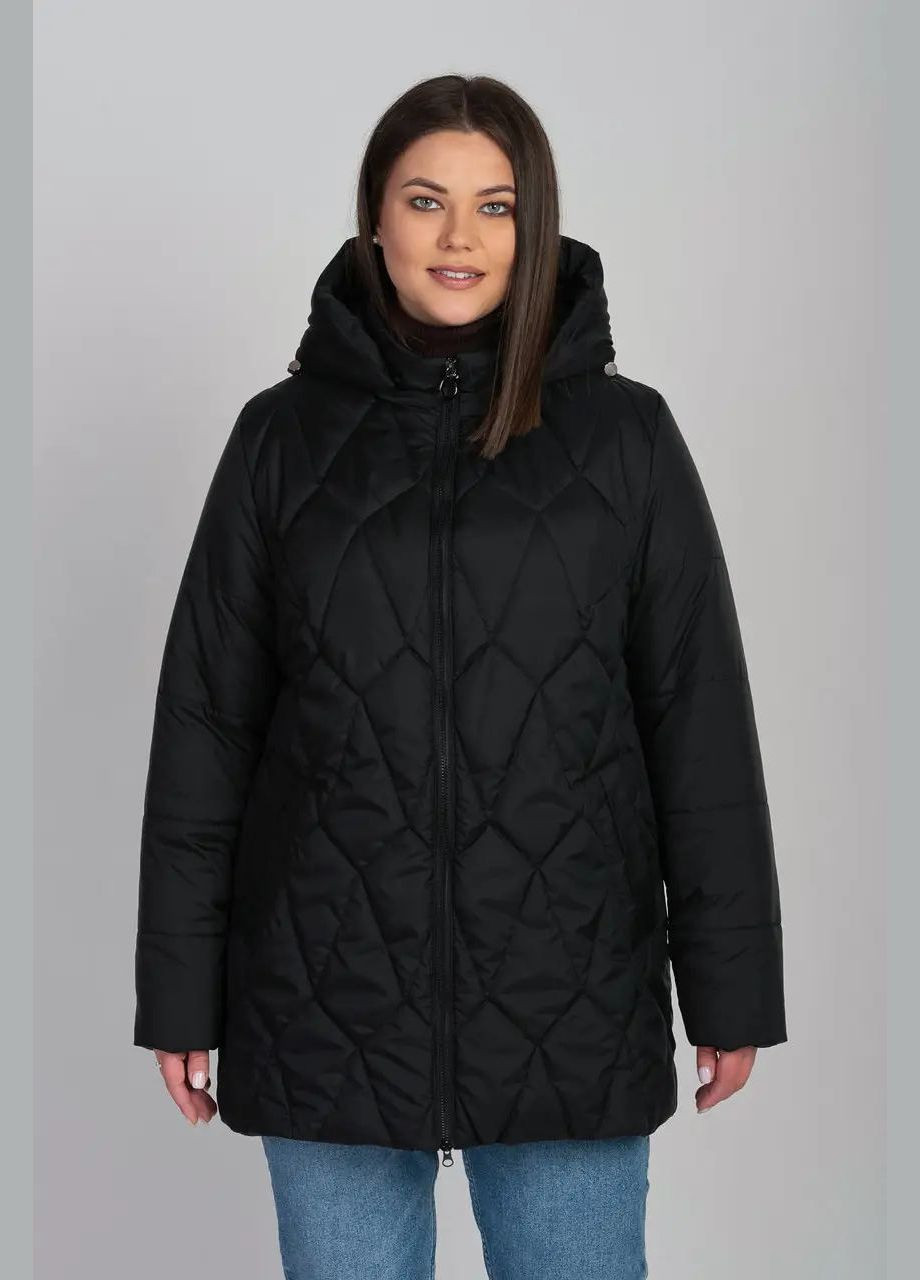Чорна демісезонна жіноча весняна куртка великого розміру SK
