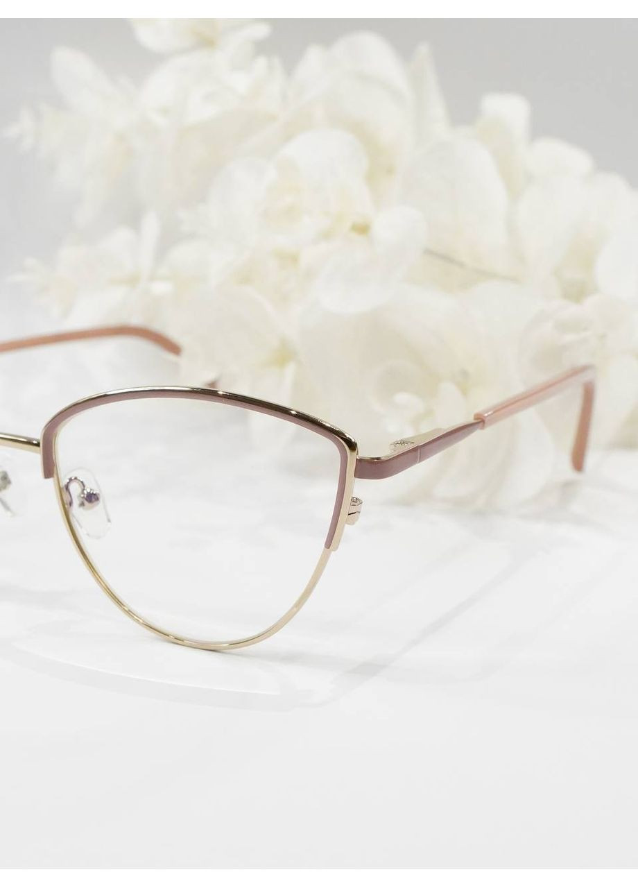 Жіночі металеві окуляри лисички для корекції зору +2.25 Антиблік БлюБлокер Verse (371813135)