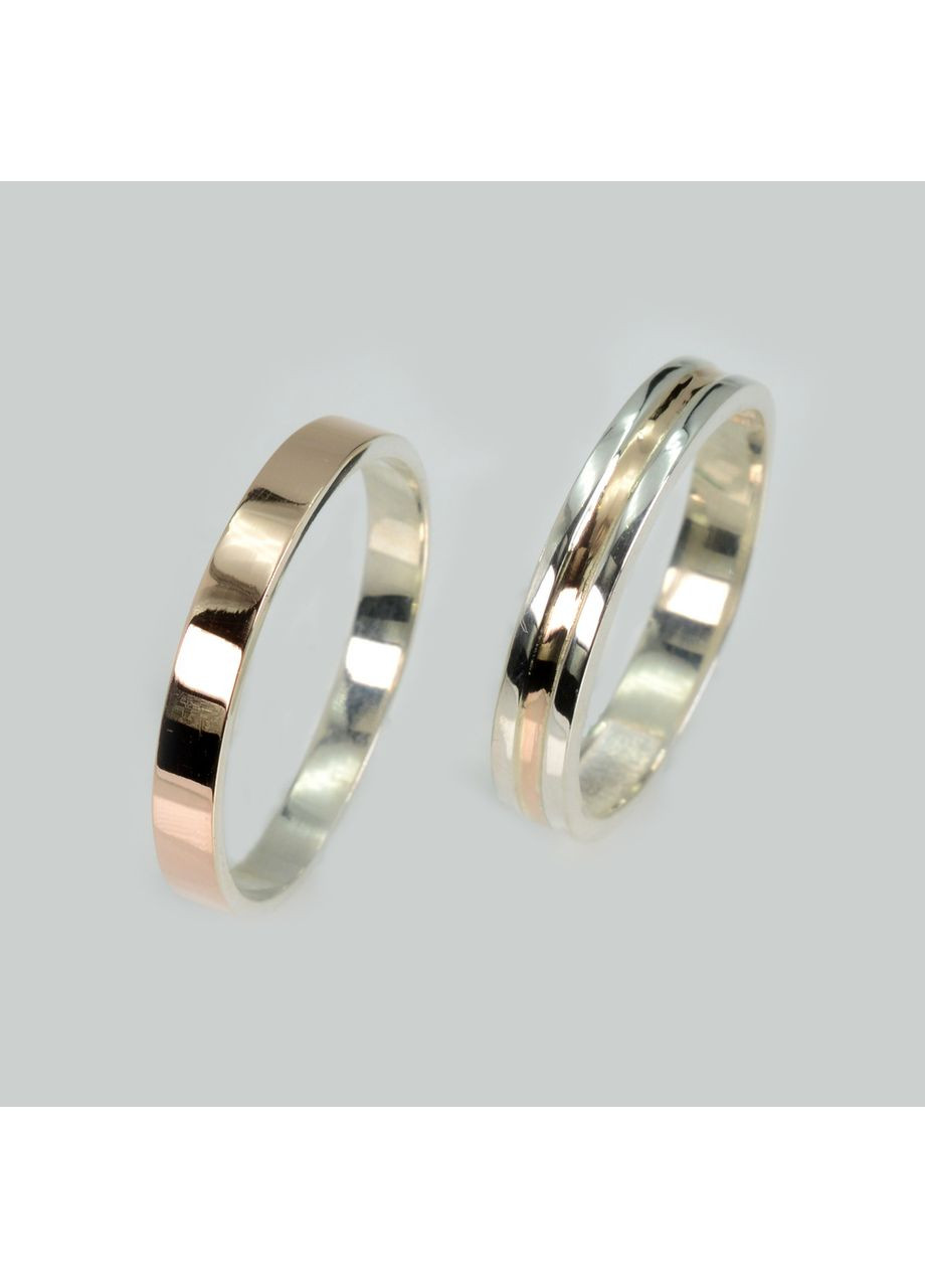 Пара срібних обручок з золотом Silver Style (367112599)