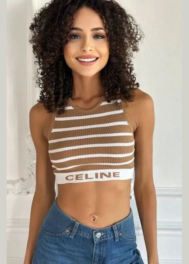 Топ-майка в рубчик женский мокко цвета Let's Shop — 317318841