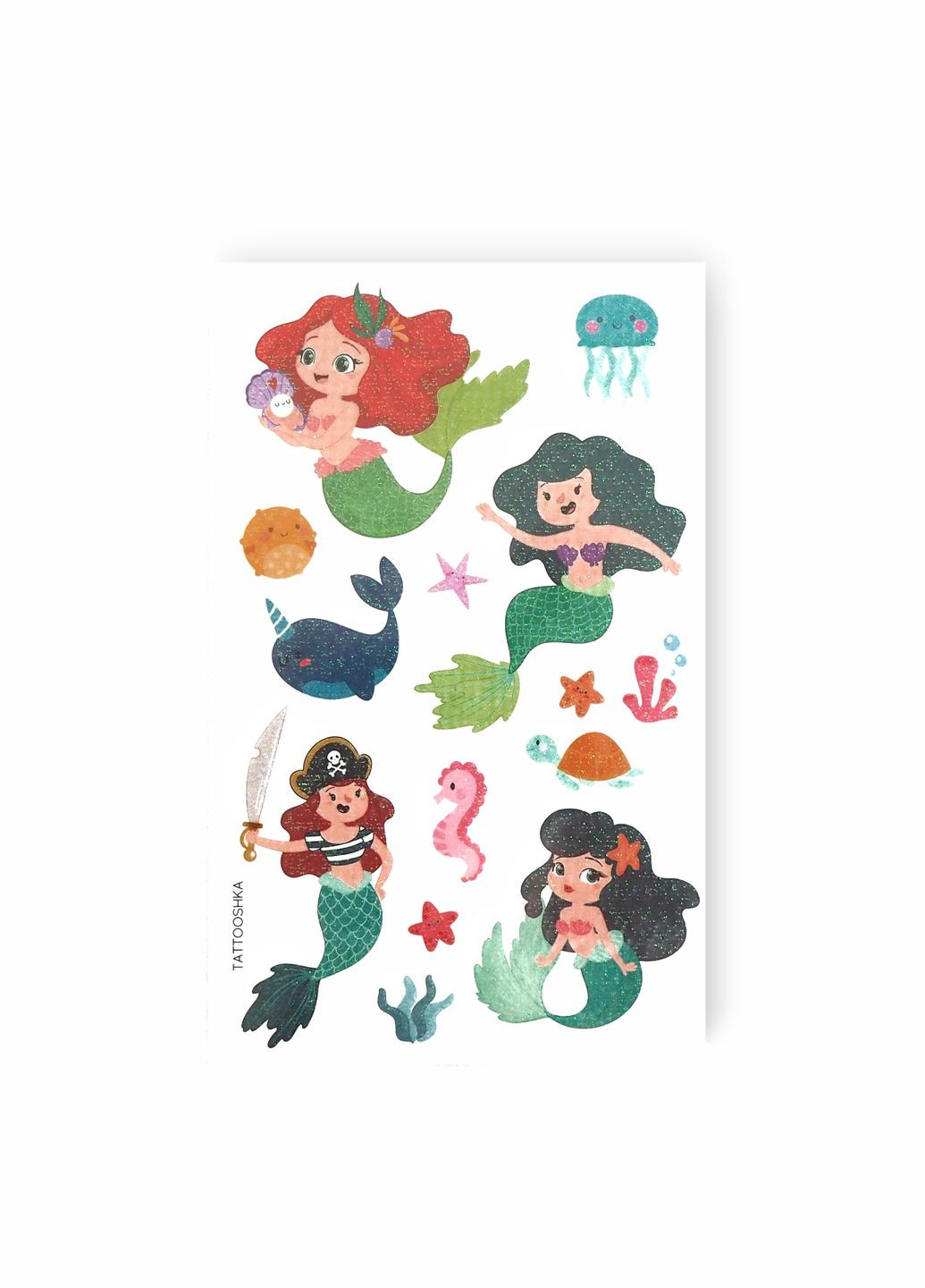 Набор временных тату "Русалочки" с блестками Tattooshka (304773857)