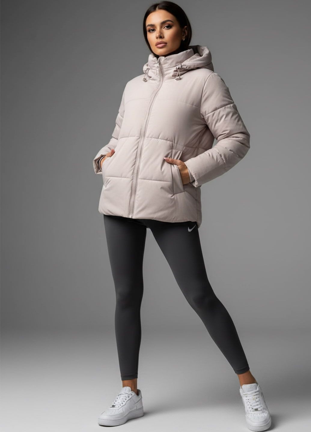 Бежевая зимняя куртка к-050 светло бежевая. SoulKiss k-050