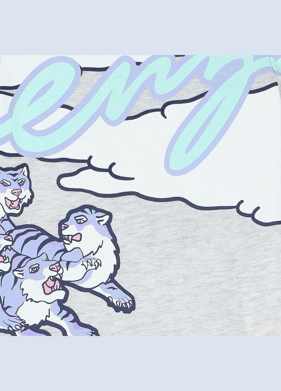 Серая демисезонная футболка арт. 05456, тигры, 98 см, 3 года Kenzo