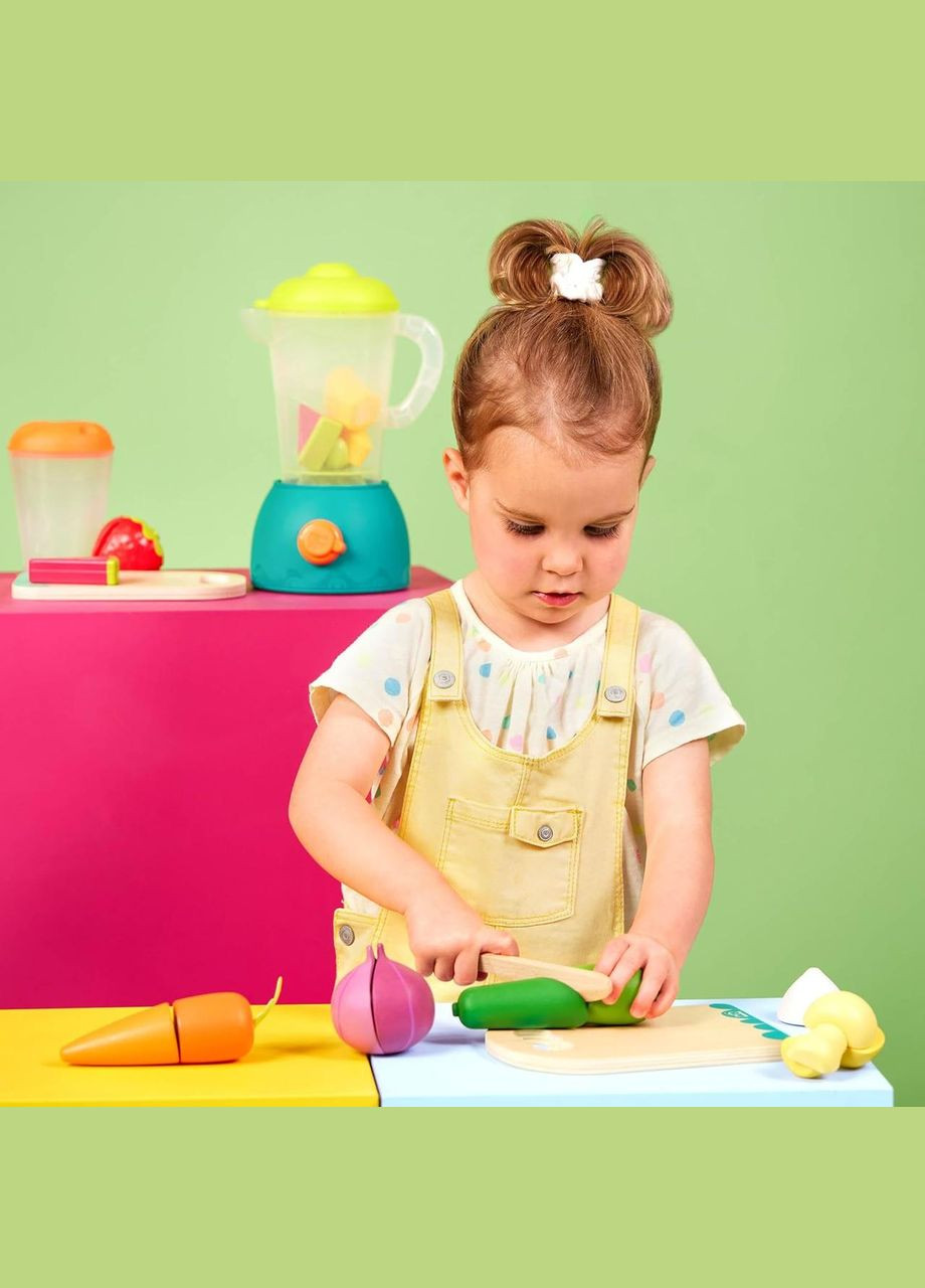 Дерев'яний ігровий набір «Фрукти-овочі половинки на липучках» (26 ел.) B. toys - Vegetables Fruits Battat (338425507)