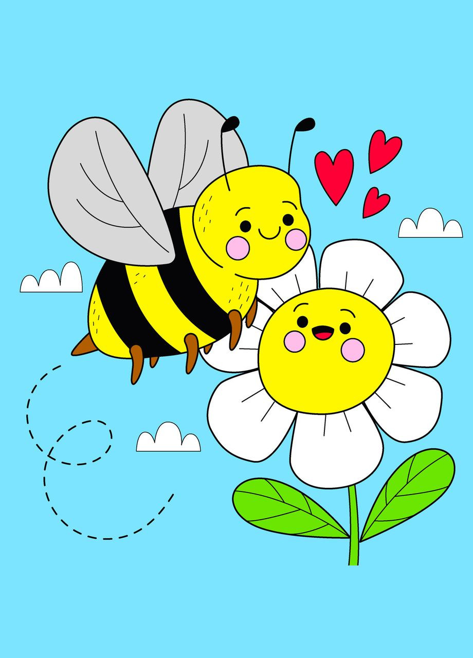 Набір для розпису по контурах для дітей Бджілка та квіточка 25x25 см (КА-141) Riviera Blanca (308253156)