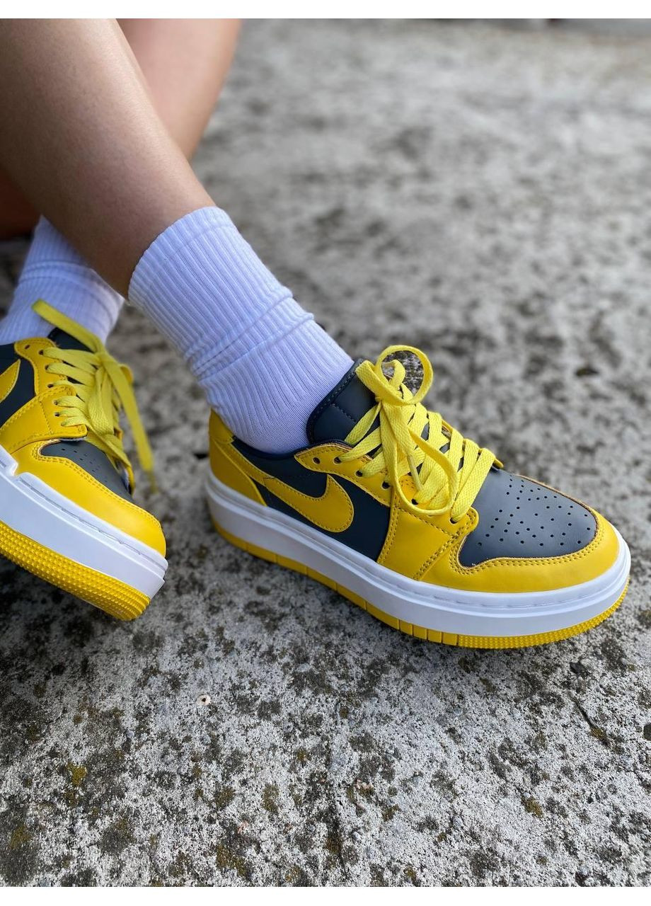 КРОССОВКИ ЖЕНСКИЕ NIKE AIR JORDAN 1 LOW ELEVATE YELLOW GREY DH7004-017 НАЙК АИР ДЖОРДАН No Brand серые демисезоны (368870125)