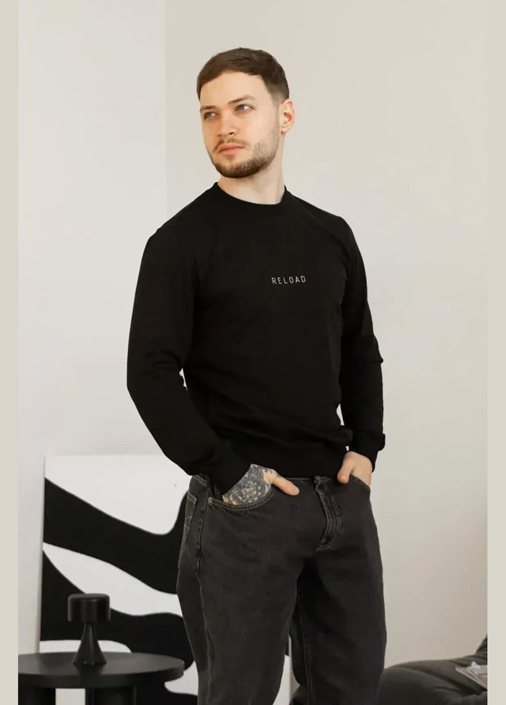 Черный мужской свитшот prime черного цвета Reload однотонный (327369267)