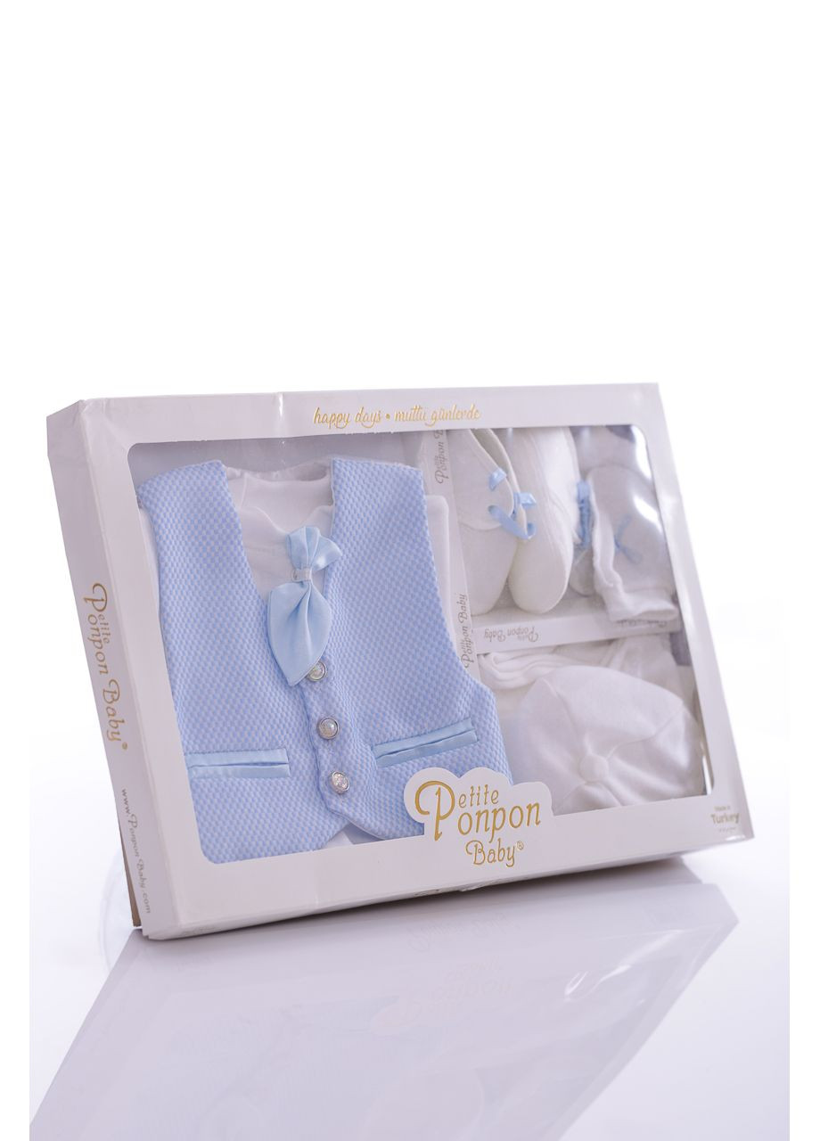 Голубой демисезонный комплект праздничный для мальчика с галстуком голубой хлопковый ponpon baby 62 см (44669) BABYKROHA