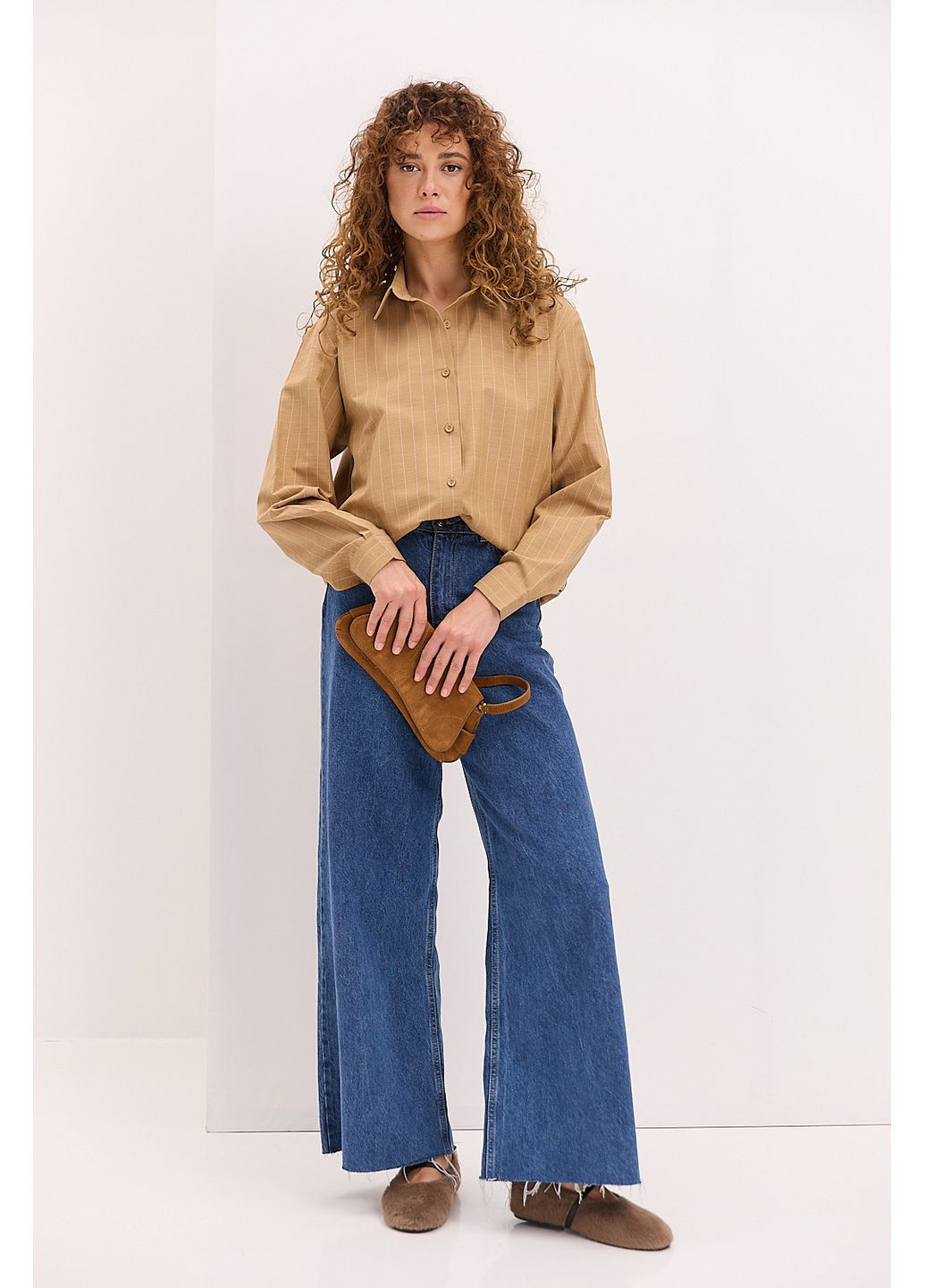 Жіноча смугаста сорочка oversize Arjen (358908322)