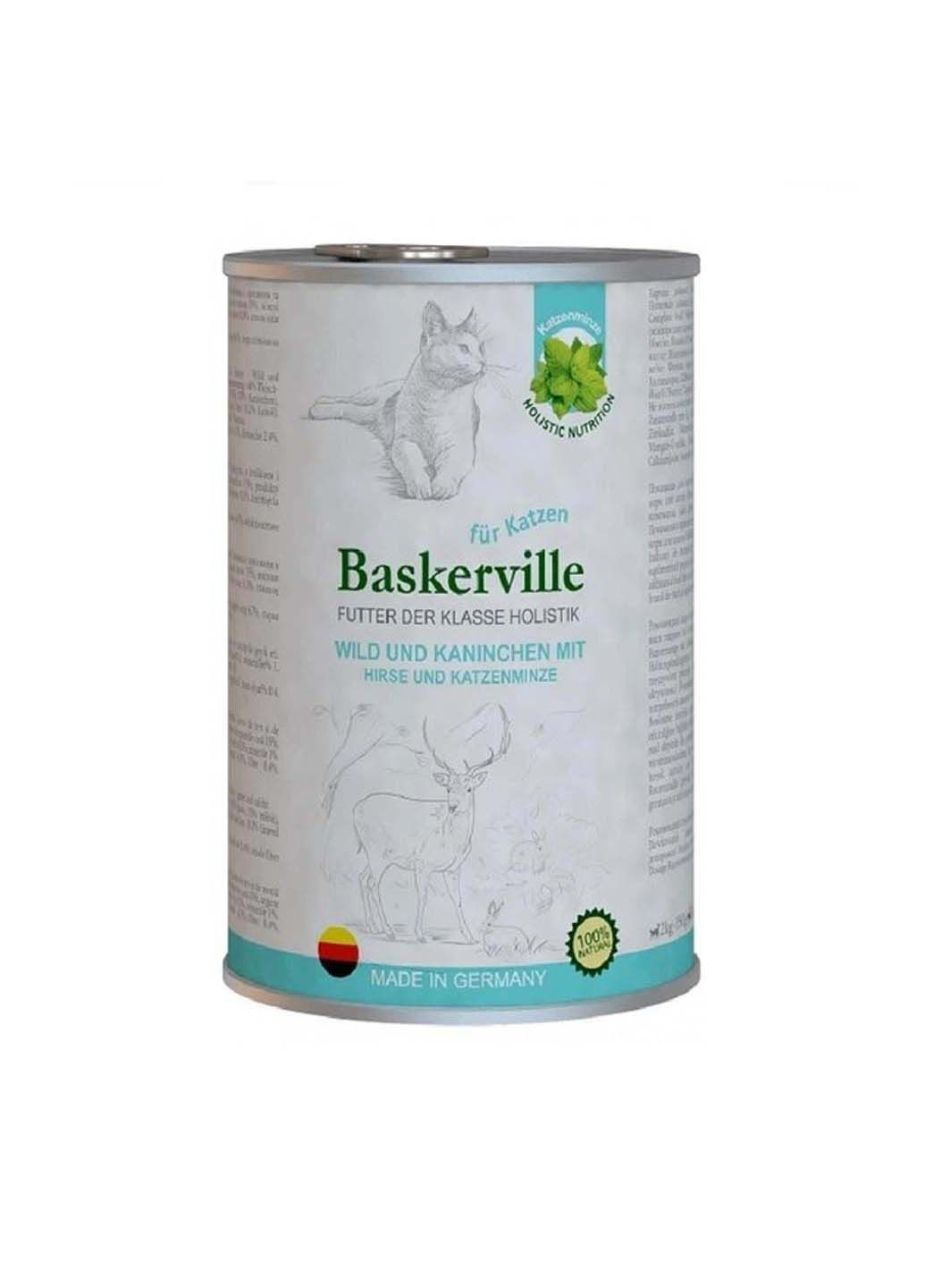 Влажный корм для котов Holistic Wild und Kaninchen Оленина с кроликом для кошек 400 г Baskerville (286472780)