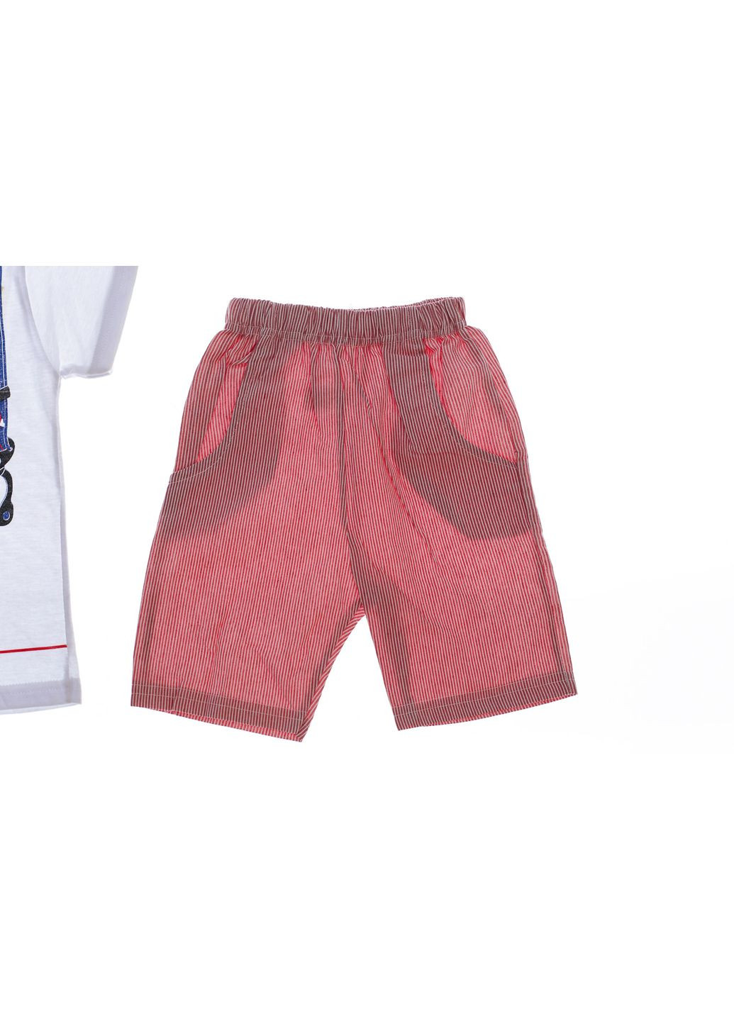 Красный летний костюм с коротким рукавом для мальчика трикотажные с галстуком красный 110 см (31197) BABYKROHA