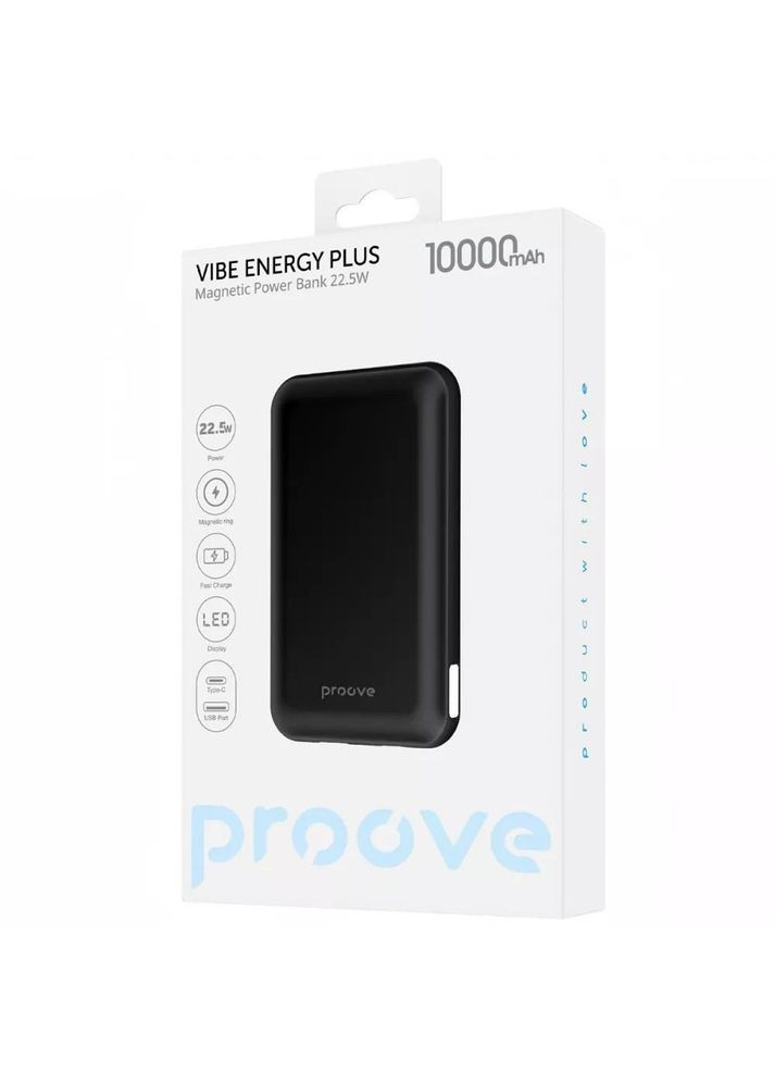Універсальна мобільна батарея Vibe Energy Plus 22.5W 10000mAh Black (PBVE15012203) Proove (365822945)