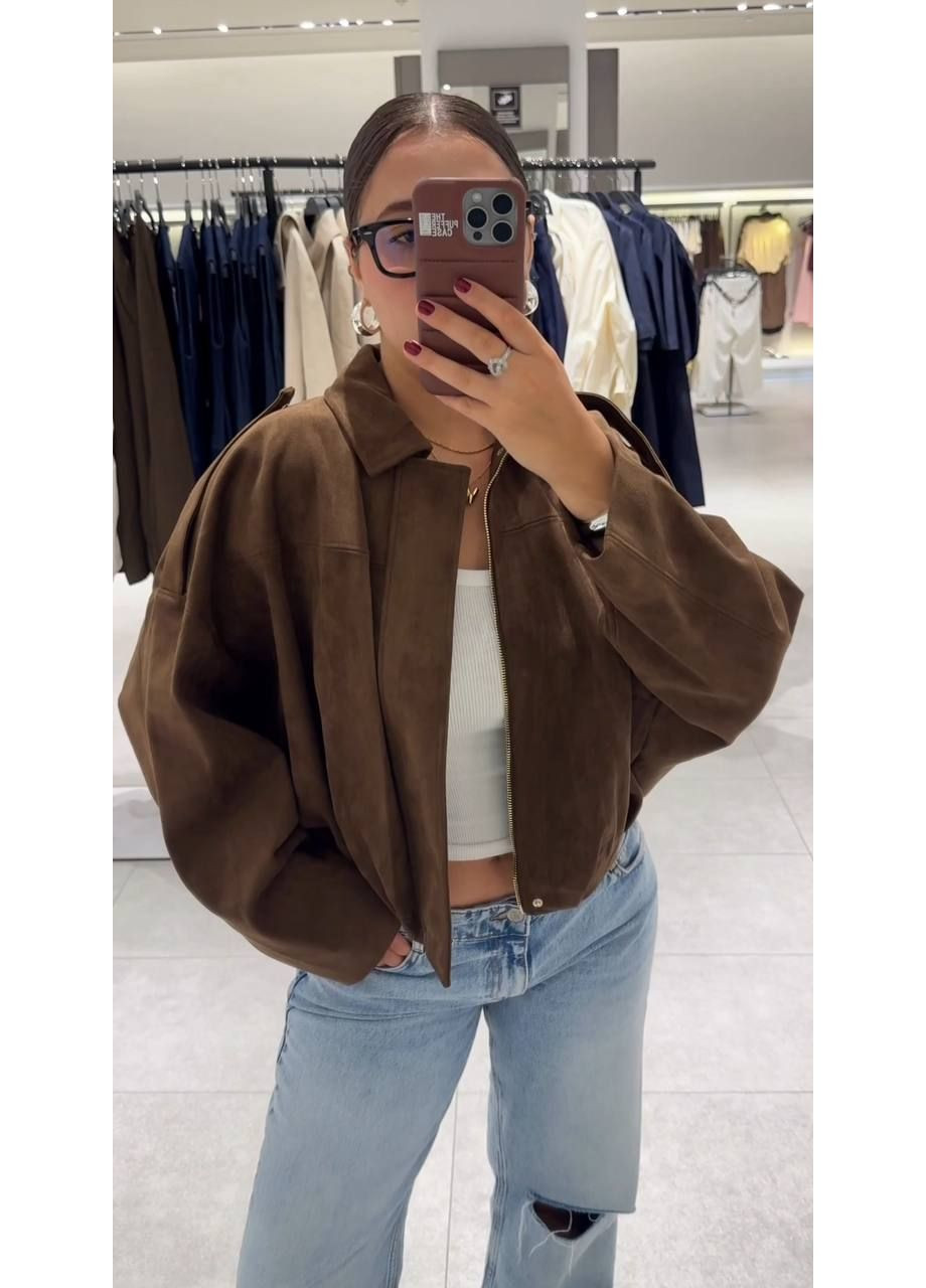 Куртка-бомбер женская из замши на дайвинге (замеры в описании) Vione на молнии (368708790)