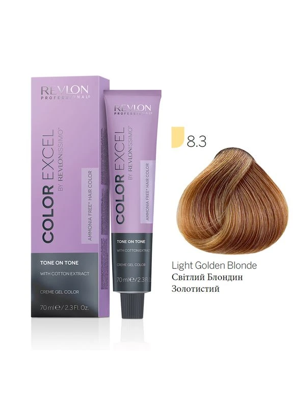Фарба для волосся без аміаку 8.3 Світлий золотистий блонд Color Excel Revlon, 70 мл Revlon Professional (396332707)