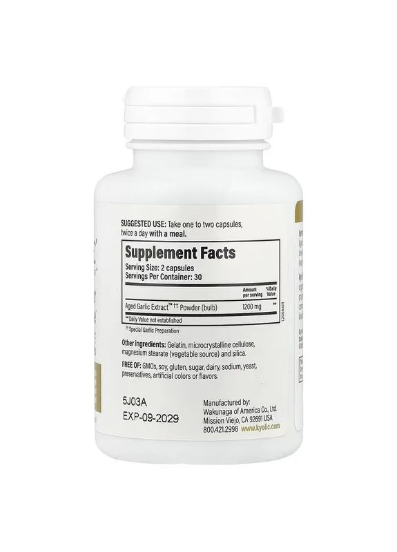 Екстракт часнику, для серцево-судинної та імунної системи, Aged Garlic Extract, Cardiovascular & Immune,, 60 капсул Kyolic (400439029)