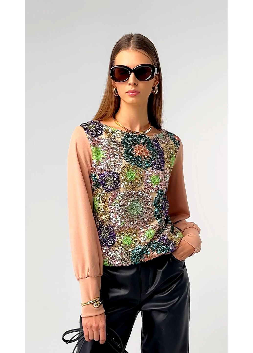 Комбінована трикотажна блуза з пайєтками - ua42 / eu36 Iren Klairie
