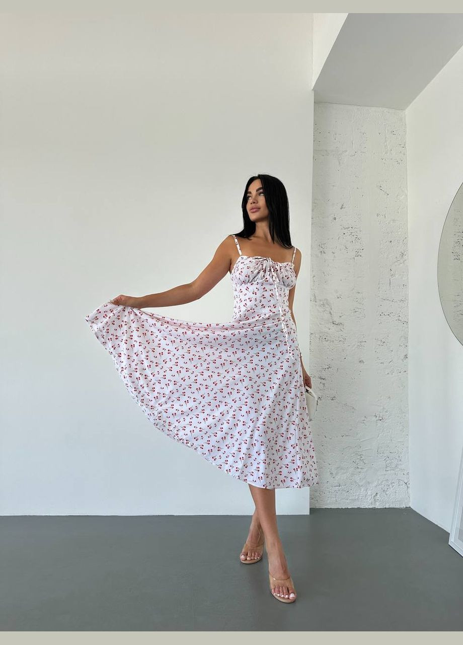 Білий святковий сукня No Brand з квітковим принтом