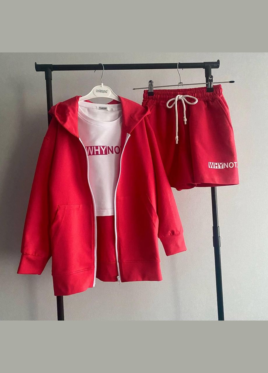 Рожевий літній костюм 3-ка корал "whynot." трійка, з шортами IRmAS оверсайз