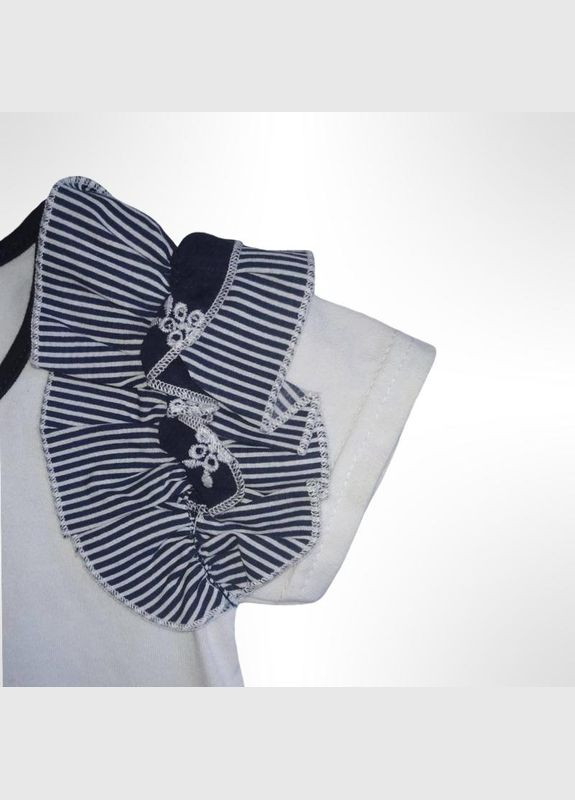 Белый летний комплект для девочки "" (майка+шорты) 62 см бело-синий (0803) Няня