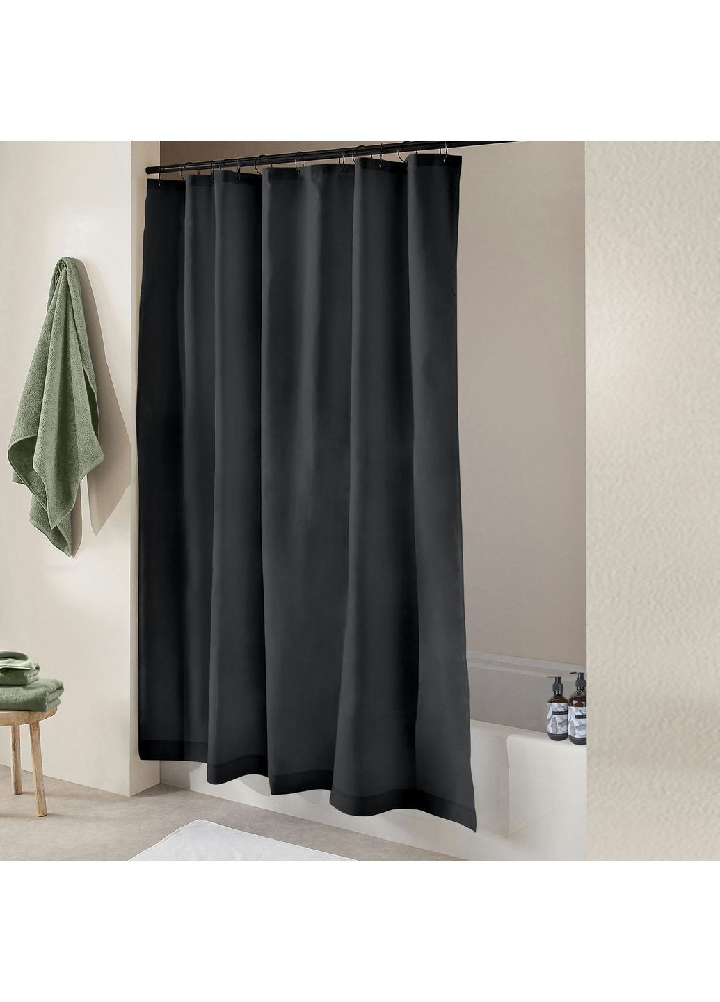 Шторка для душа и ванной BELUGA с кольцами 180х180 см Графитовый Cosas (372990801)