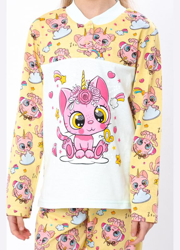 Світло-жовта всесезон піжама для дівчинки на 2 кнопках (p-4515) Носи своє