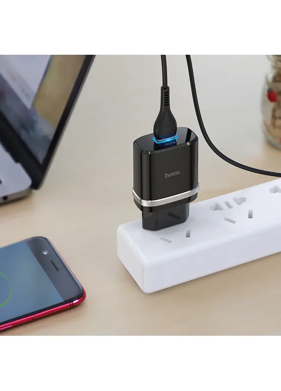 Адаптер мережевий Micro USB Cable Smart FCP / AFC C12Q |1USB, 3A, 18W, QC3.0| White Hoco (408088071)