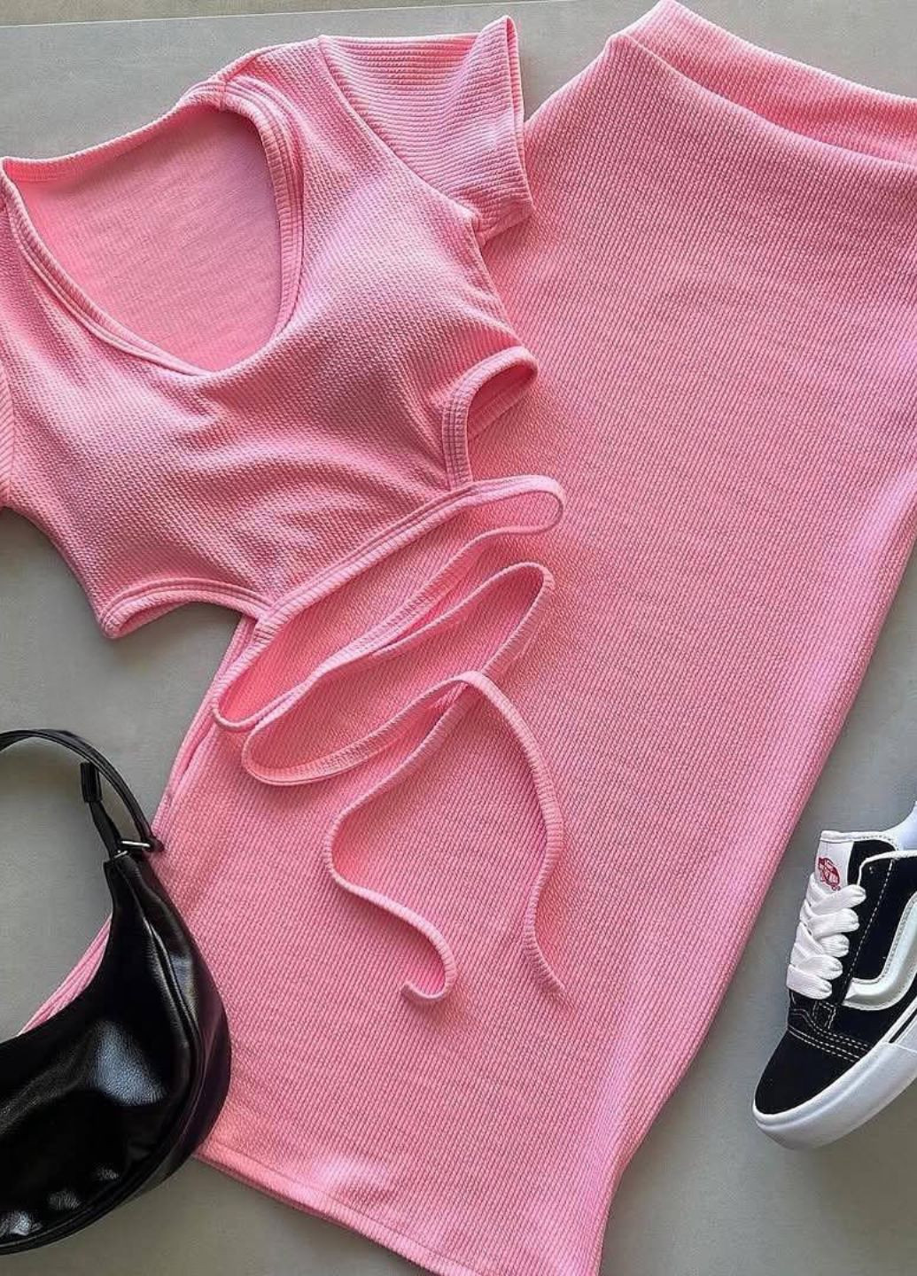 Костюм двійка: Топ з коротким рукавом та спідниця міді Tik-Tak (325401498)