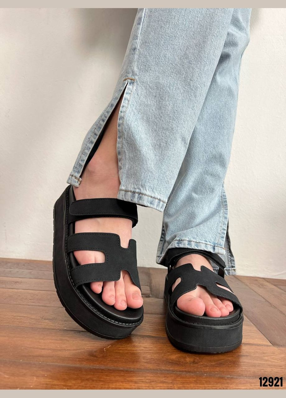 Чорні шльопанці на платформі — стильно, зручно, не злітають No Brand (332196820)