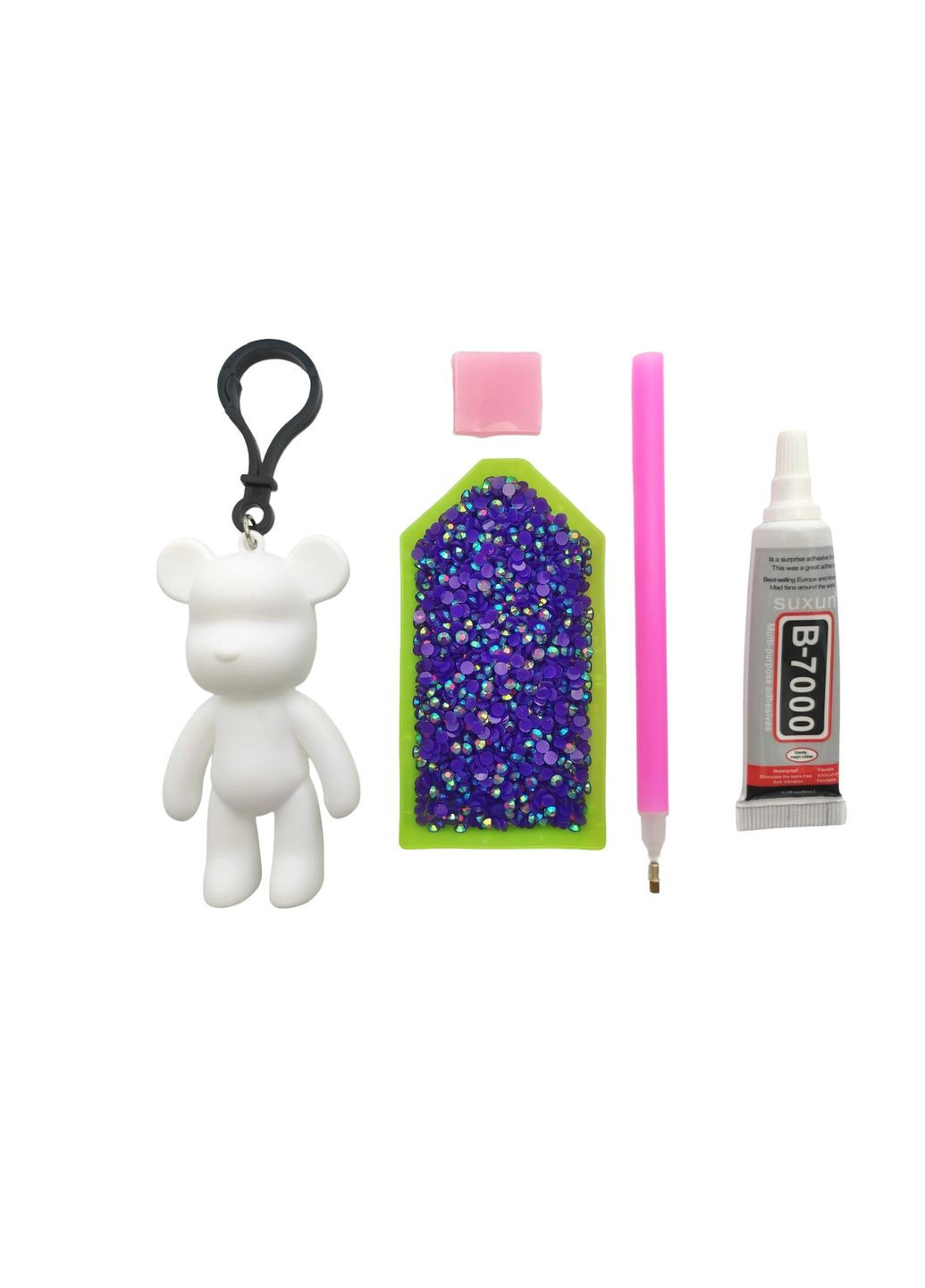 Алмазна мозаїка брелок ведмедик фіолетовий 5D ColorArt (304995906)