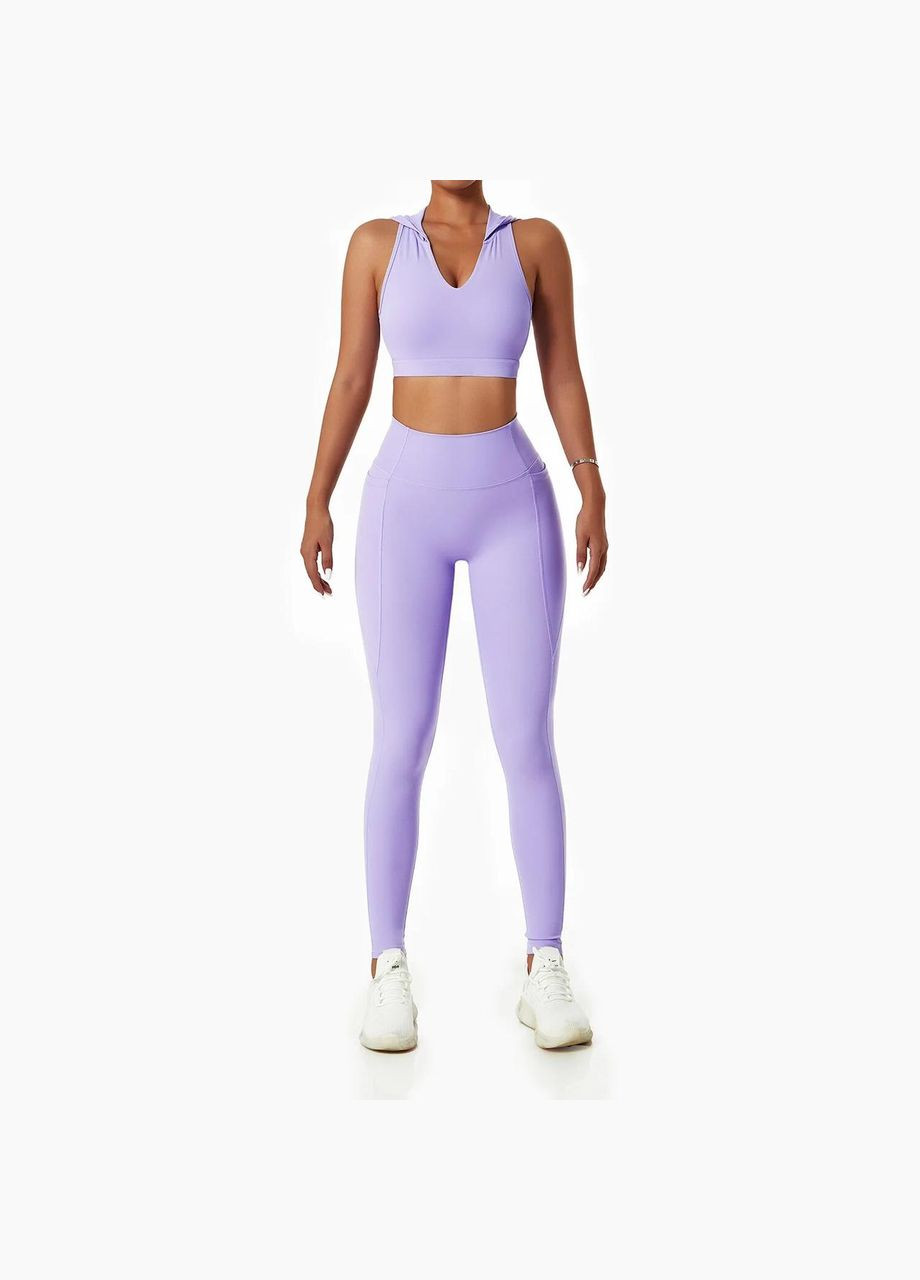 Спортивний костюм без пуш-ап (топ з капюшоном та легінси) фіолетового кольору, розмір M Trends (330757139)