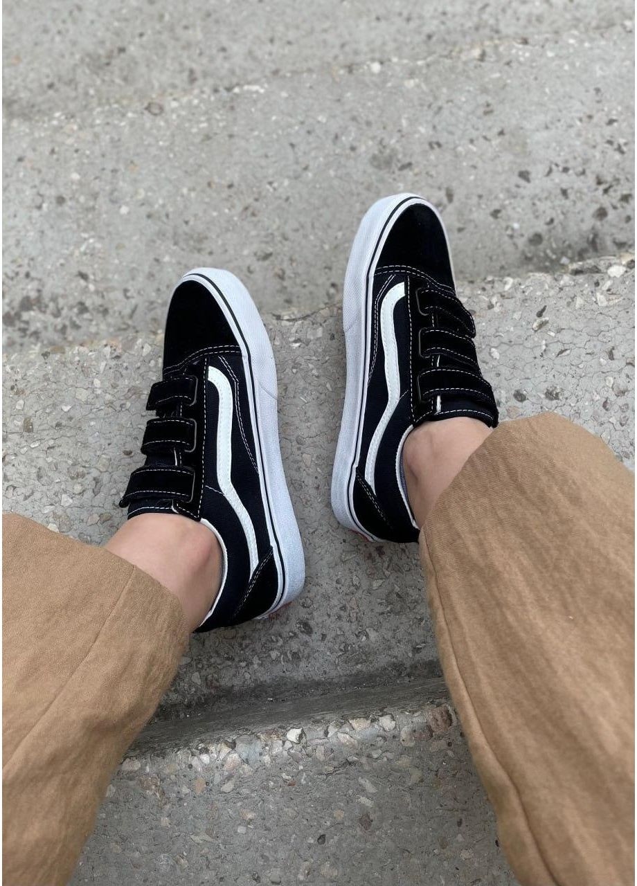 Чорні Осінні кеди чоловічі vans old skool v black white ванс олд скул No Brand