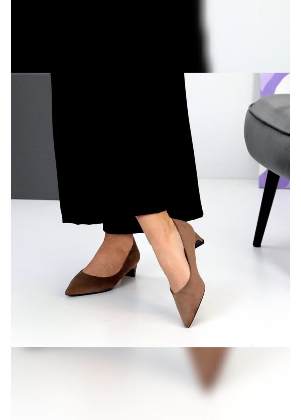 Mei De Li Женские туфли лодочки мокко из эко замши на каблуке 3.5 см лодочки темно-бежевый з искусственная замша, китай — лето (361659027)