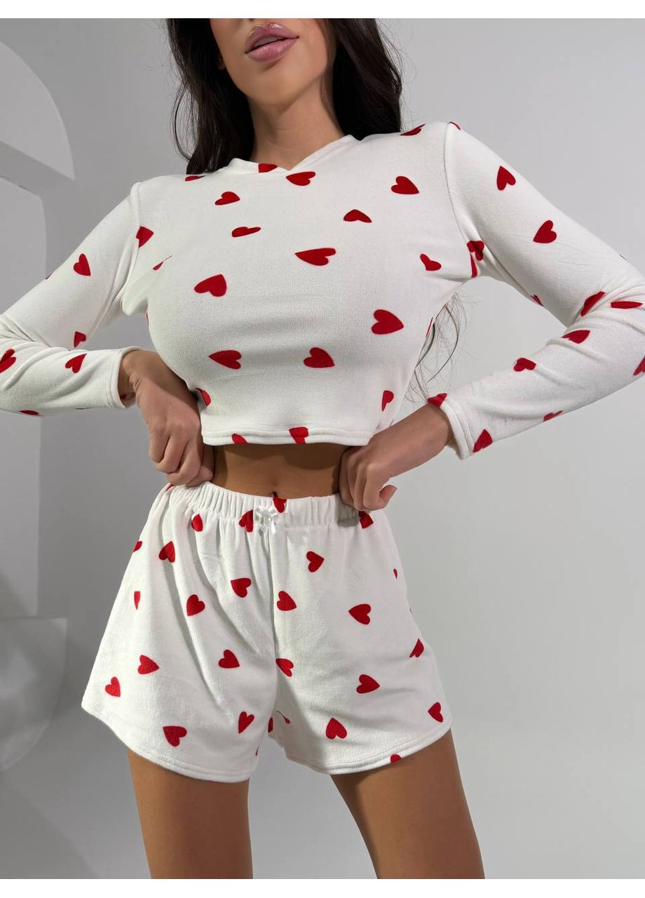 Велюровая женская пижама молочного цвета 36014 No Brand (369713655)