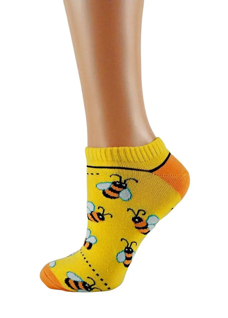 Жовті шкарпетки жіночі короткі демісезонні преміум ps Premier Socks квіткові (391117656)