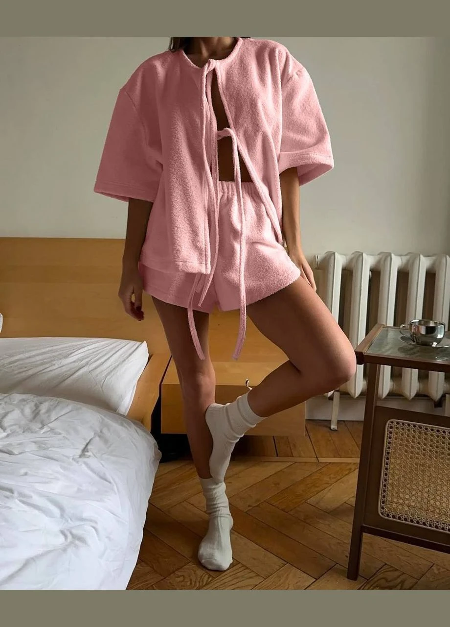Персикова всесезон персикова махрова піжама, легка, приємна до тіла та якісна для комфортного сну та відпочинку No Brand 355