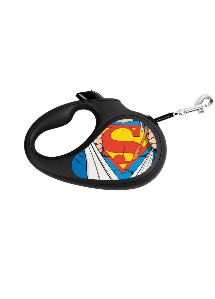 Повідець-рулетка для собак R-leash "Супермен Герой" L до 50 кг 5 м світловідбивна стрічка Чорний WAUDOG (322125117)