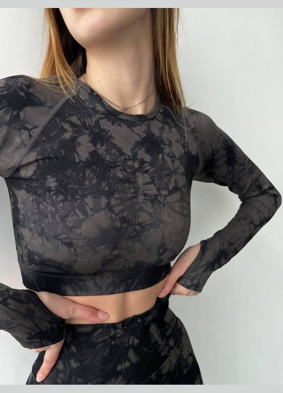 Рашгард с мраморным принтом черного цвета, размер S Trends (330756874)