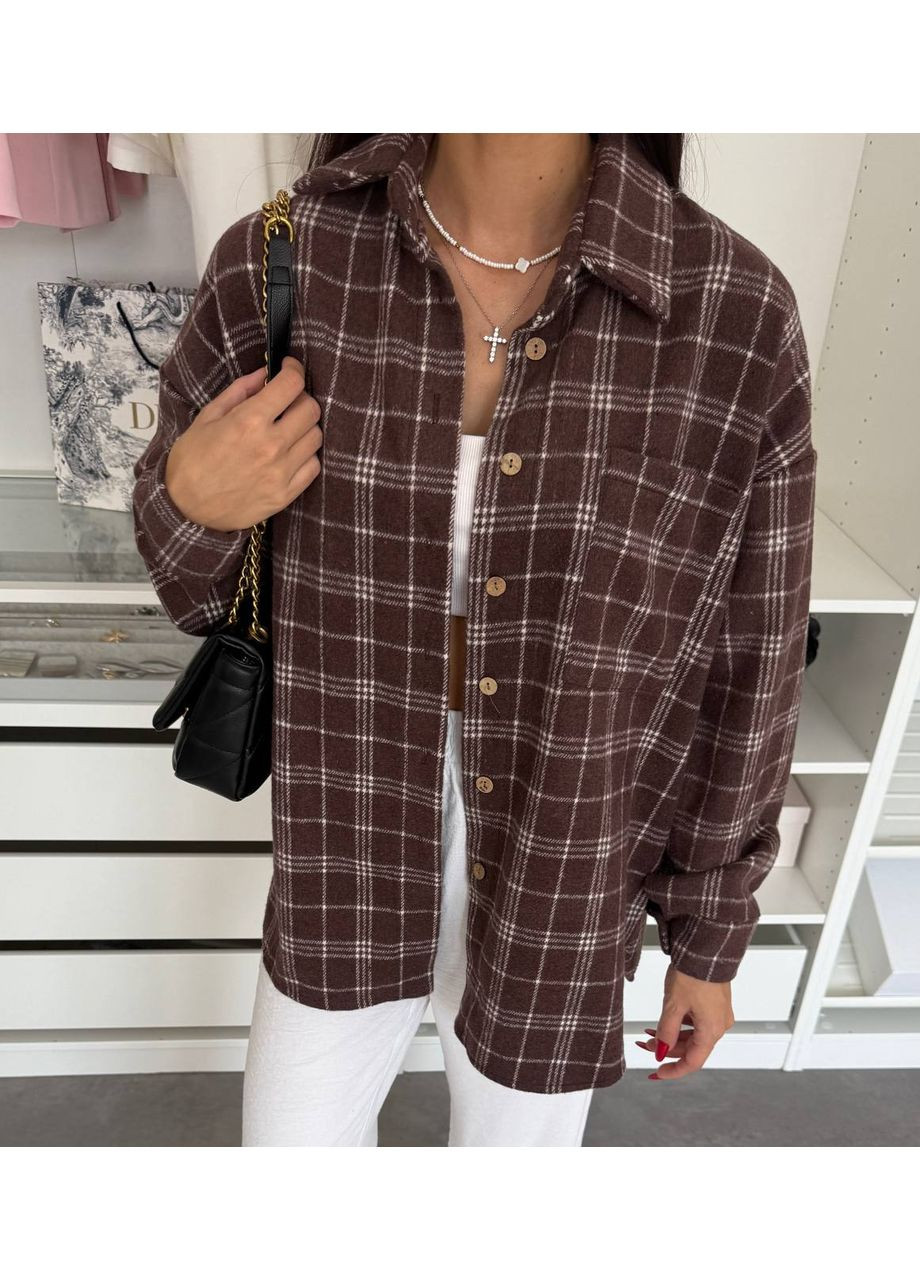 Коричневая повседневный рубашка в клетку Україна