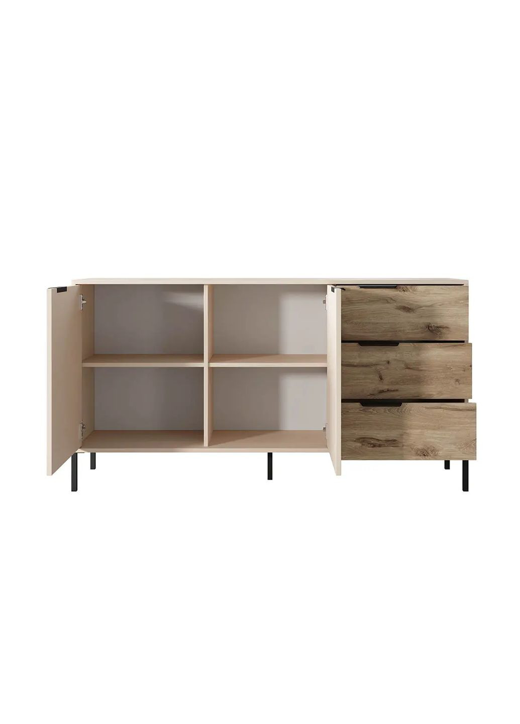 Комод широкий Хюге (Rave) беж/дуб викинг LAGOM (356683807)