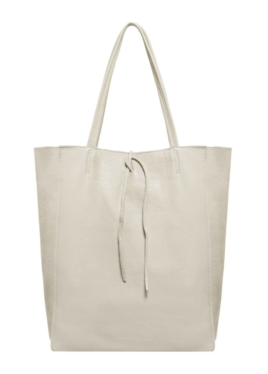 Шопер Бежевий - Італійська жіноча м’яка сумка-шопер із натуральної шкіри без підкладки на блискавці з внутрішньою кишенею TAKEASY (350612606)