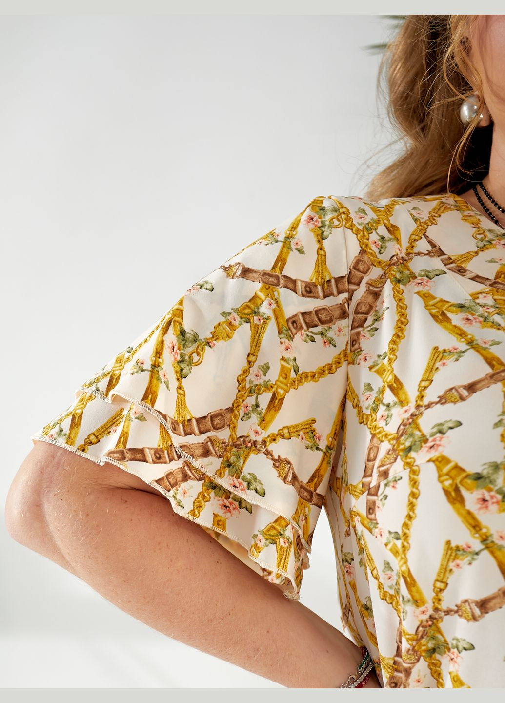 Кремова повсякденний, святковий сукня Zemal з абстрактним візерунком