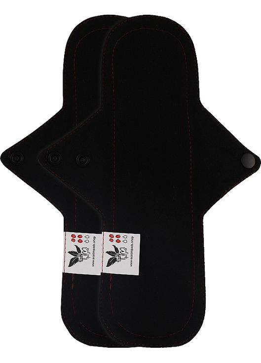 Многоразовая прокладка для менструации Миди, 4 капли, 2 шт., черная 2шт (1398059-31101348) Ecotim for girls (368623655)